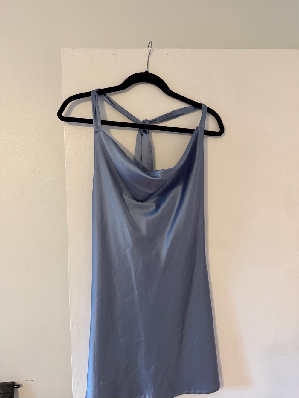 Canton Walker Satin Slip Dress - Dusty Blue